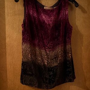 Dana Buchman Burgundy Velvet Garment- sleeveless. Includes matching scarf.